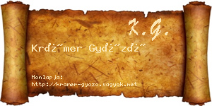Krámer Győző névjegykártya